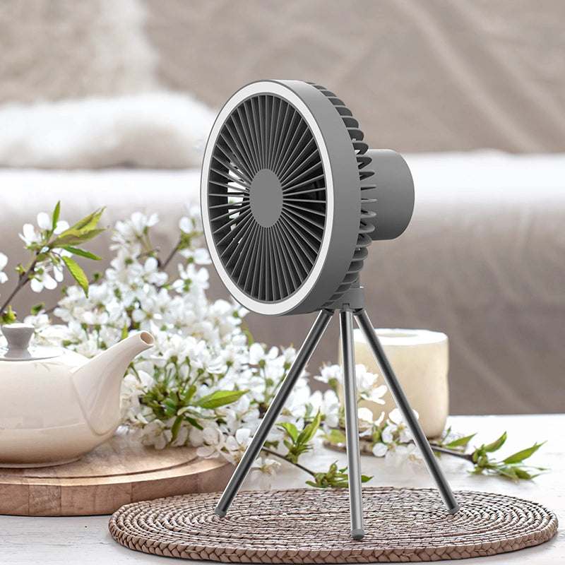 Rechargeable 2-in-1 Camping Fan & Power Bank with LED Light (10,000mAh)