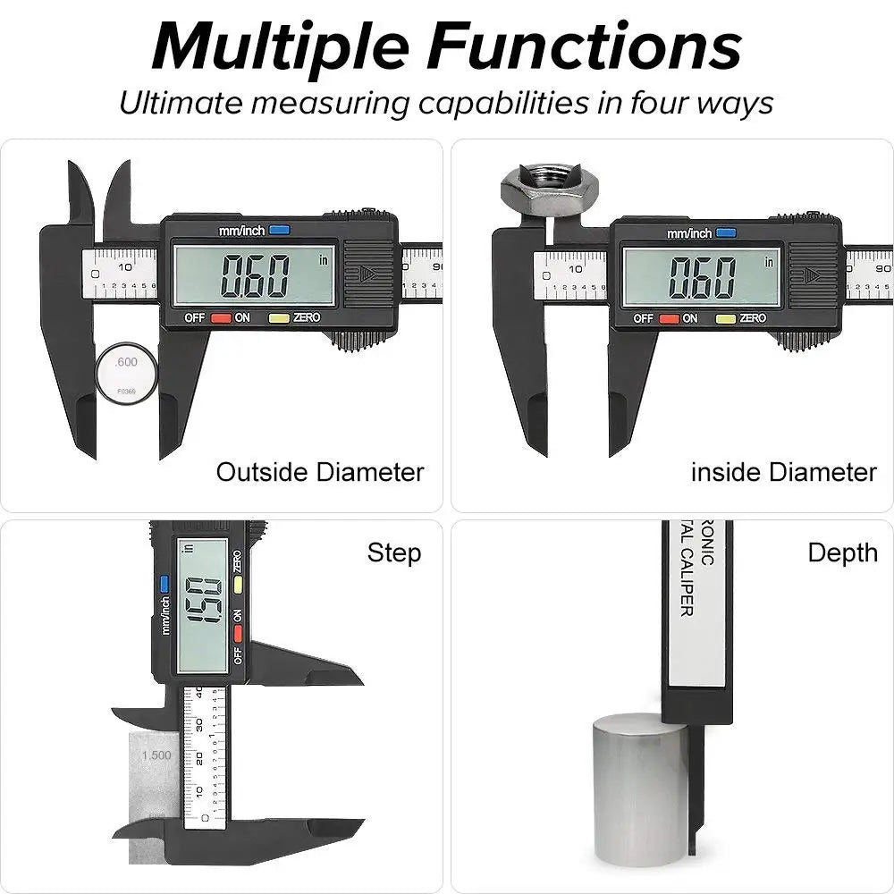 Digital Carbon Fiber Caliper - 150mm/100mm Vernier Micrometer Gauge