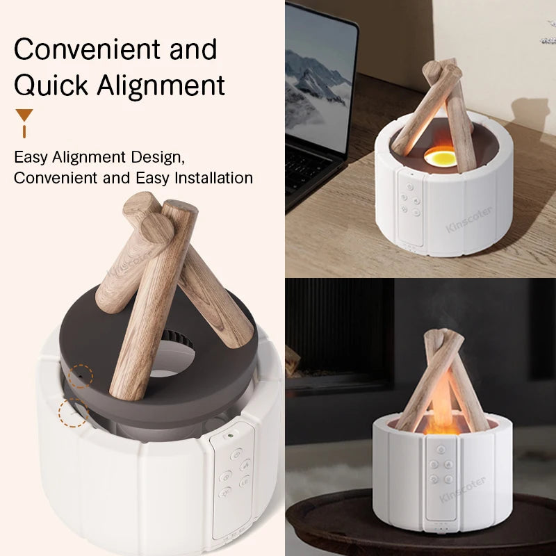 Simulated Flame Aroma Diffuser & Cool Mist Humidifier with LED