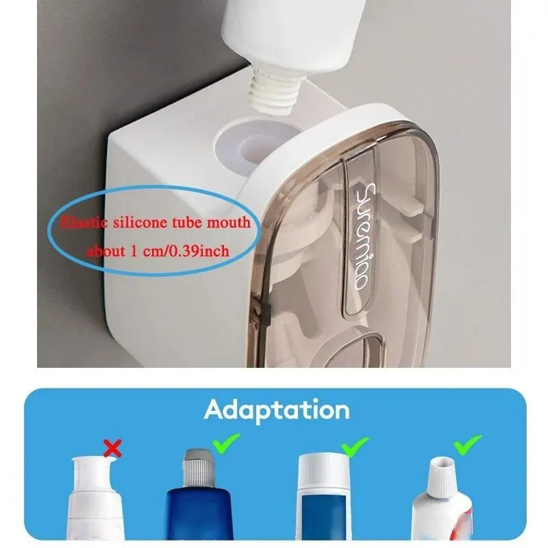 Automatic Toothpaste Dispenser & Toothbrush Holder - Wall Mount