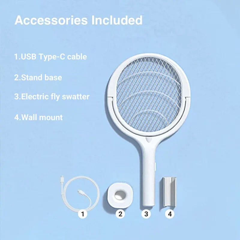 5-in-1 Fast Charging Electric Mosquito Swatter with Adjustable Lamp