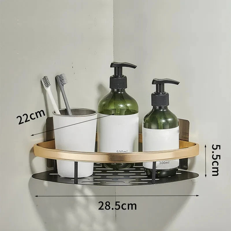 Aluminum Alloy No-Drill Corner Shower Shelf