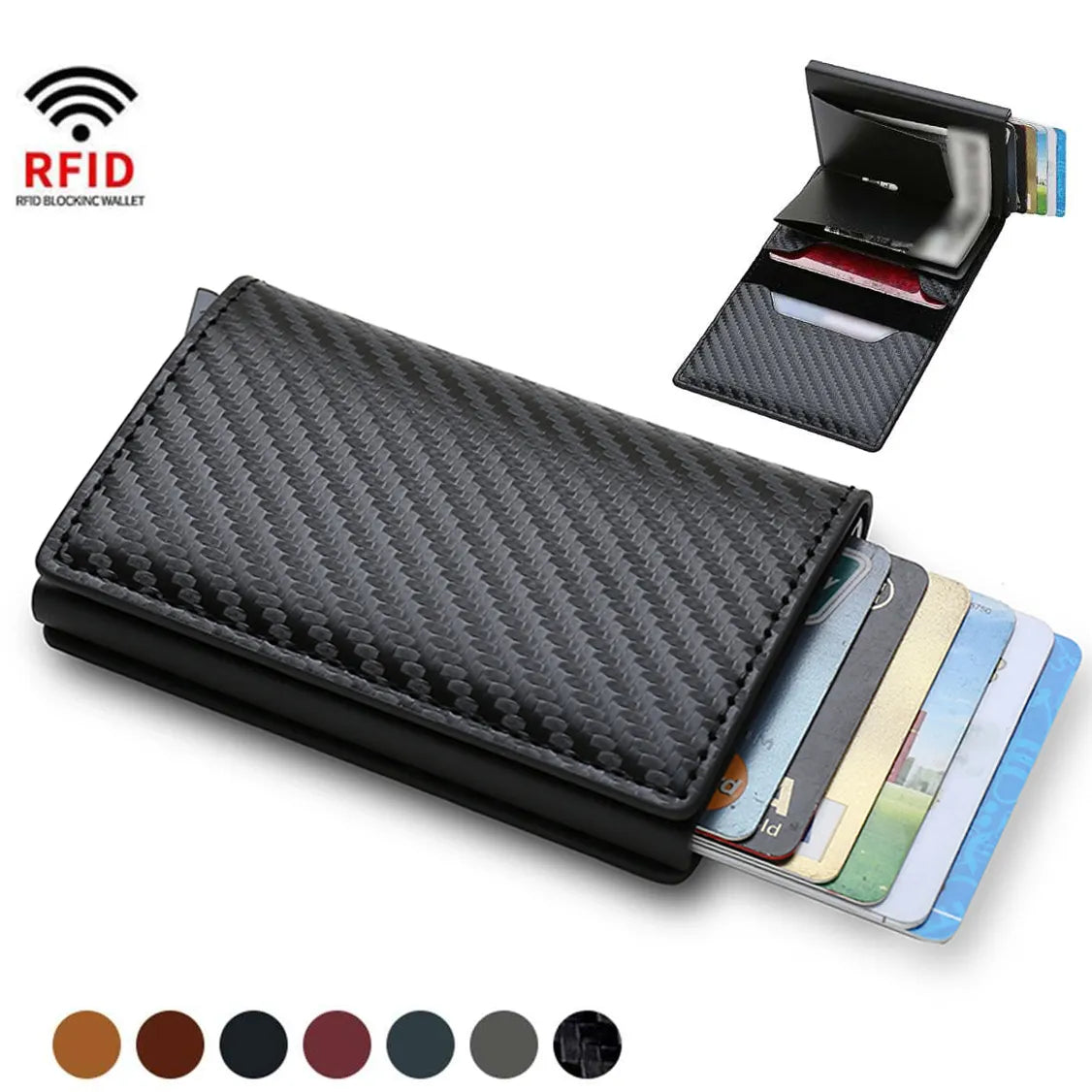 Stealth Carbon RFID Slim Wallet: Automatic Pop-up Card Holder