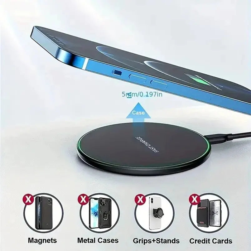 30W Fast Wireless Charger for iPhone, Samsung, Xiaomi, and Huawei