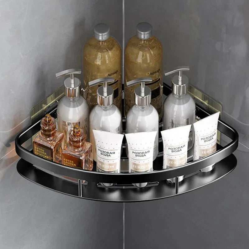 Aluminum Alloy No-Drill Corner Shower Shelf