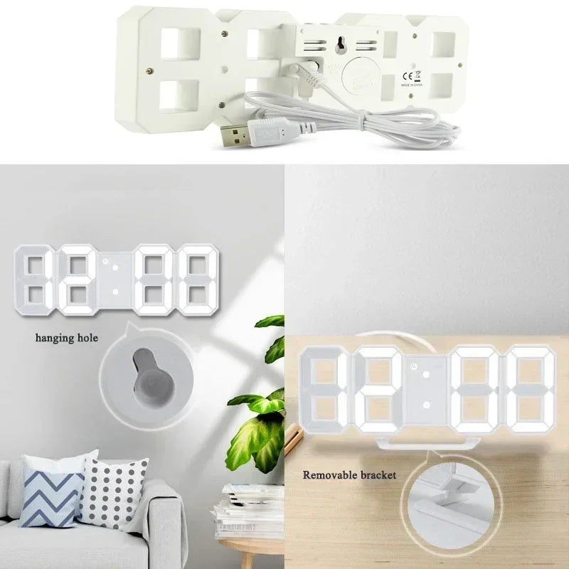 3D LED Digital Alarm Clock with Date & Temperature Display