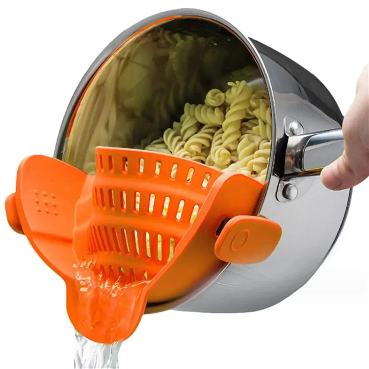 Silicone Clip-On Strainer - Easy Clip Handheld Drainer for Pots, Pans, and Bowls