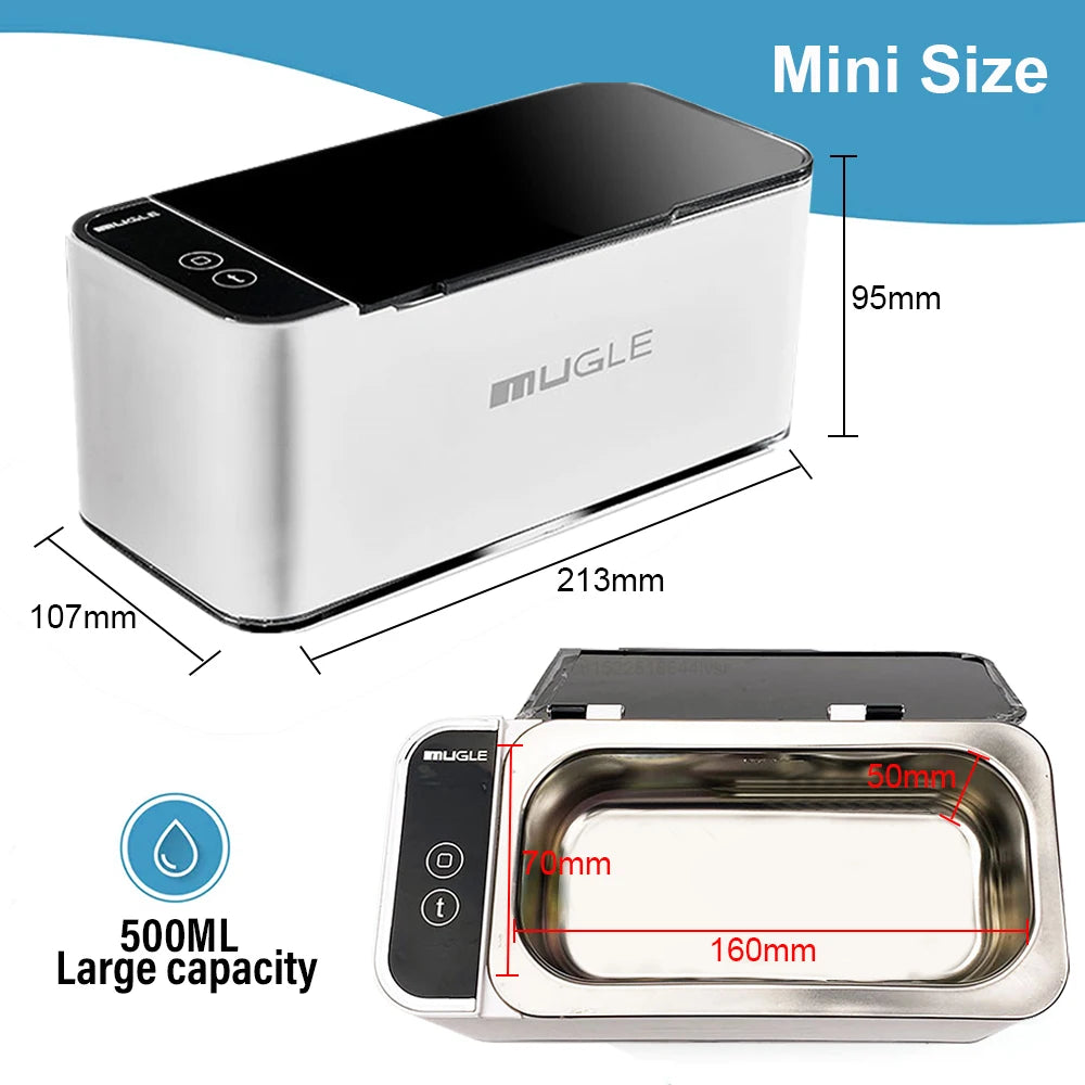 35W Ultrasonic Cleaner - 500ML Jewelry & Glasses Cleaning Machine