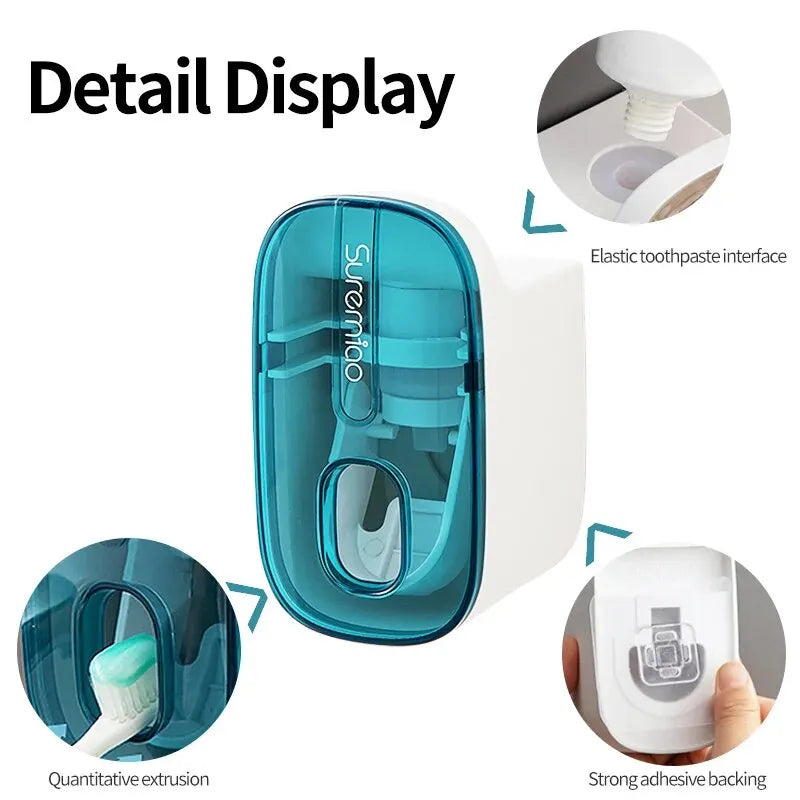 Automatic Toothpaste Dispenser & Toothbrush Holder - Wall Mount